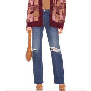 RE/DONE 90s High Rise Loose Jeans Destroyed Broken Blue